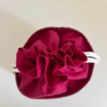Pochon rond en tissu bordeaux et fleuri - Miniature 3