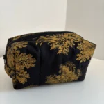 Trousse rectangulaire / de maquillage tissu toile de jouy noir doré - Miniature 1