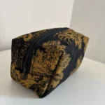 Trousse rectangulaire / de maquillage tissu toile de jouy noir doré - Miniature 3
