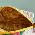 Trousse rectangulaire / de maquillage orangée à fleurs - Miniature 3