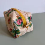 Trousse rectangulaire / de maquillage orangée à fleurs - Miniature 4